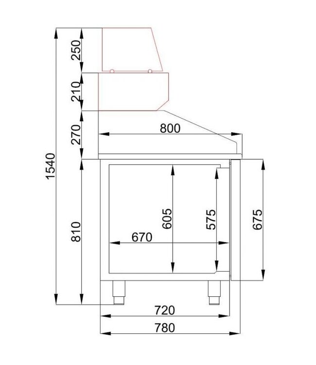 Pizzawerkbank 1 deur en 5 laden 1550x800x1080 mm (bxdxh)  Pro Line - Combisteel