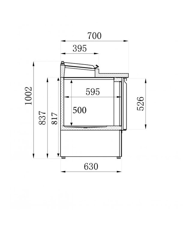 Saladette 3 deuren 1365x700x970 mm (bxdxh)  Compact Line - Combisteel
