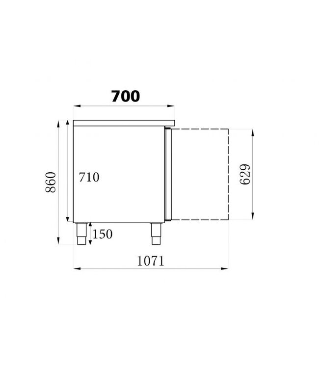 Vrieswerkbank 2 deuren 1360x700x850 mm (bxdxh)  Standard Line - Combisteel