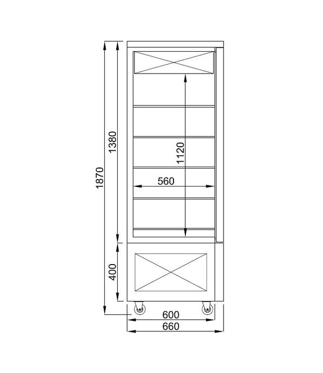 Gebaksvitrine gekoeld tbv chocolade 800x660x1870 mm (bxdxh) - Combisteel
