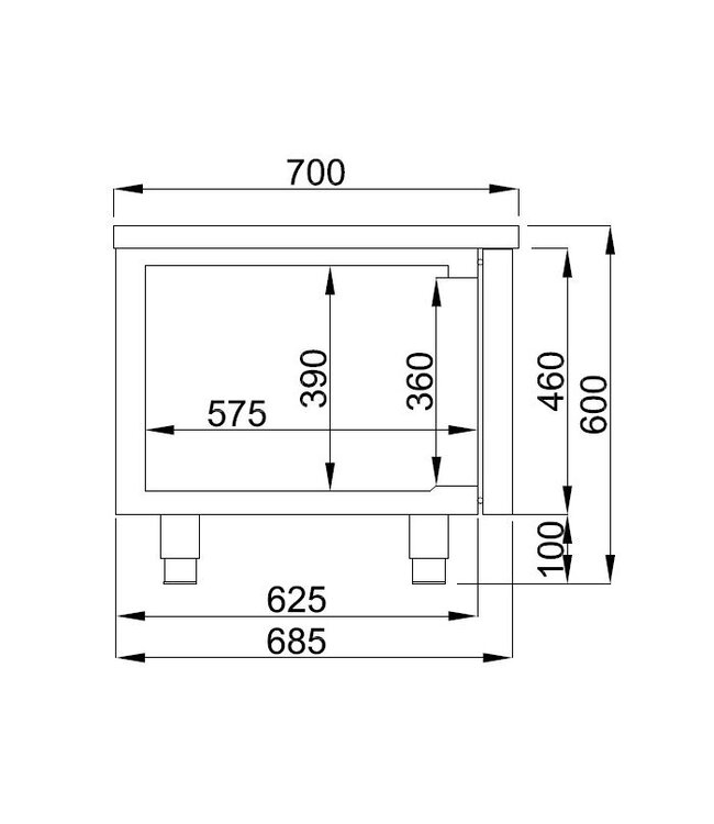 Koelwerkbank 600 hoog 3 laden 1600x700x600 mm (bxdxh) Pro Line - Combisteel