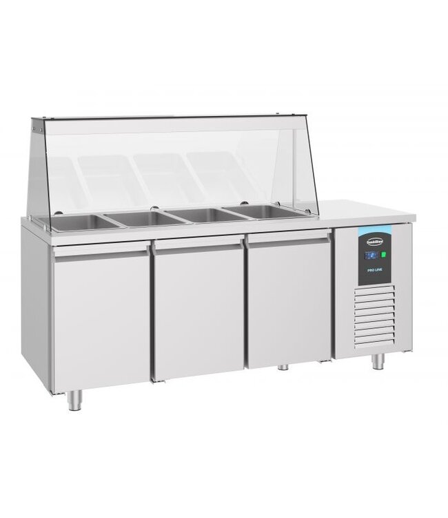 Saladette 3 deuren 4x 1/1 GN 1865x700x850 mm (bxdxh)  Pro Line - Combisteel