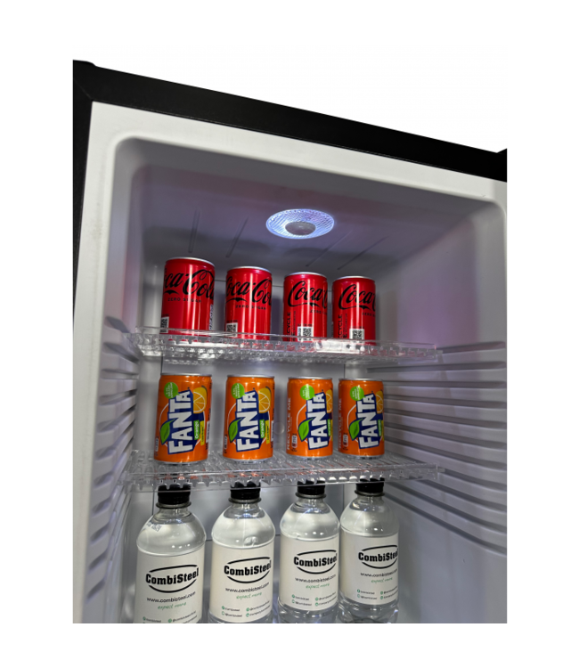 Minibar 40 ltr glasdeur peltier koeling 405x443x545 mm (bxdxh) Tafelmodel - Combisteel