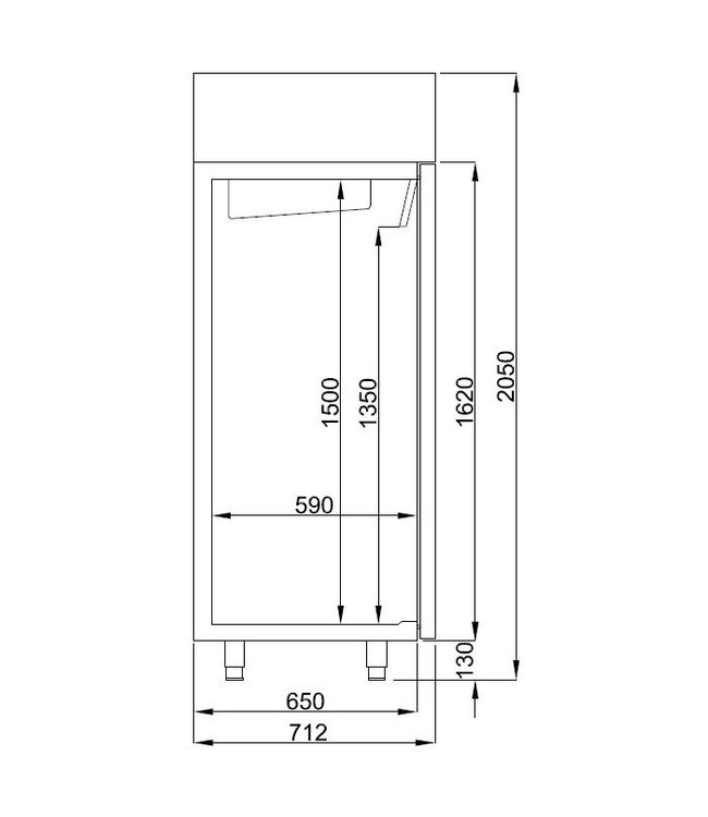 Vrieskast dubbeldeurs 1200 ltr (br. inhoud) 1400x700x2050 mm (bxdxh) RVS Pro Line - Combisteel