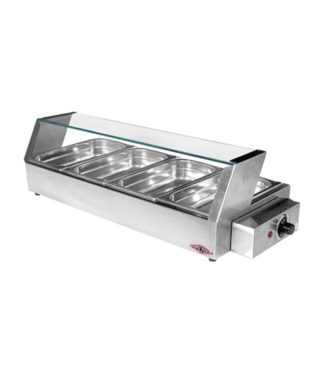 Opzetvitrine verwarmd 4x 1/3GN 795 x 355 x 100 mm - Stilfer