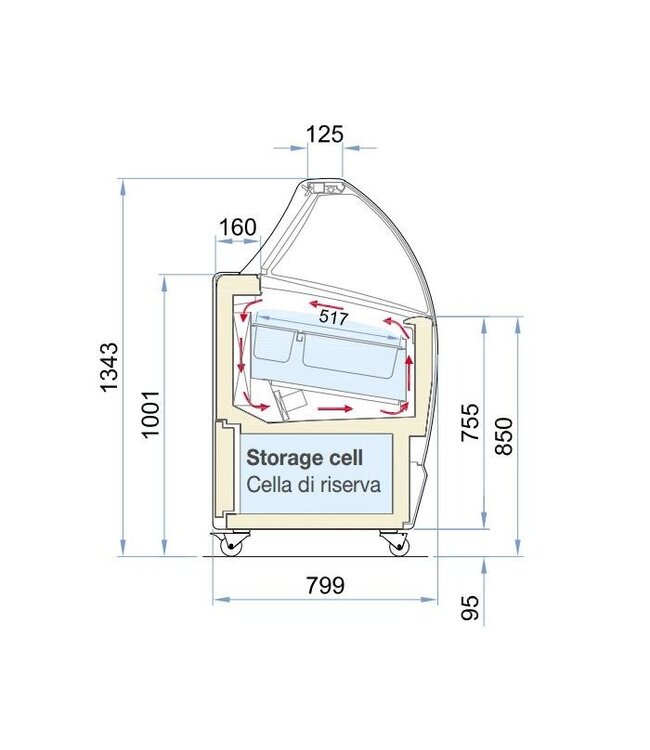 Schepijsvitrine Bermuda 10 1340x799x1343 mm (bxdxh) - Combisteel