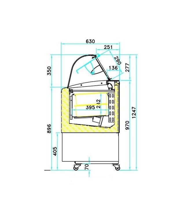 Schepijsvitrine Fiji 6 1214x630x1247 mm (bxdxh) - Combisteel