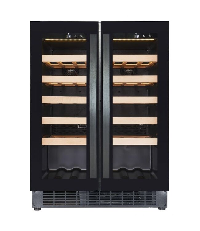 Wijnkoelkast 40 flessen 100 ltr (bruto inh.) 2 zones 2 deuren 595X570X820 mm (bxdxh) +5°C tot +20°C - Combisteel