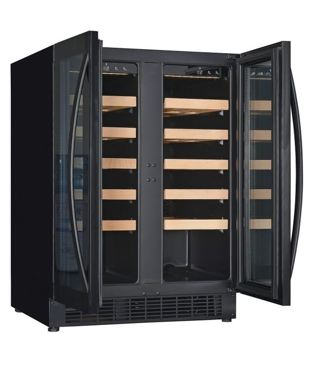 Wijnkoelkast 40 flessen 100 ltr (bruto inh.) 2 zones 2 deuren 595X570X820 mm (bxdxh) +5°C tot +20°C - Combisteel
