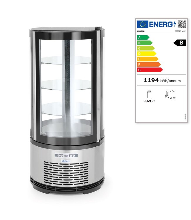 Gebaksvitrine Ø480x(h)1030 mm rond 0°C tot 6°C met LED verlichting - Arktic