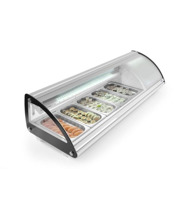 Sushivitrine 5x GN 1/3 1307x450x330 (bxdxh) 3°C tot 7°C - Arktic