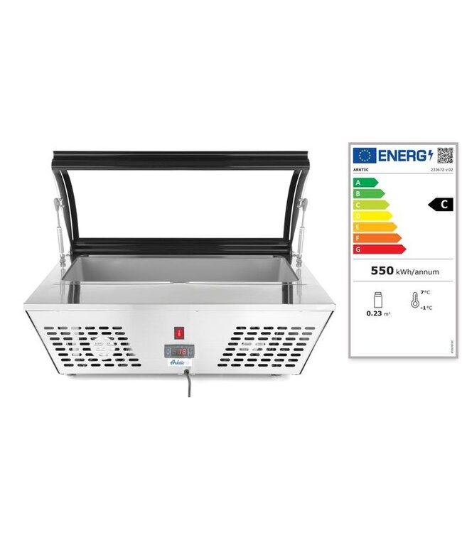 Opzetsaladevitrine 8x GN 1/6 of 4x GN 1/3 767x612x328 mm (bxdxh) 0C° tot 3C° - Arktic