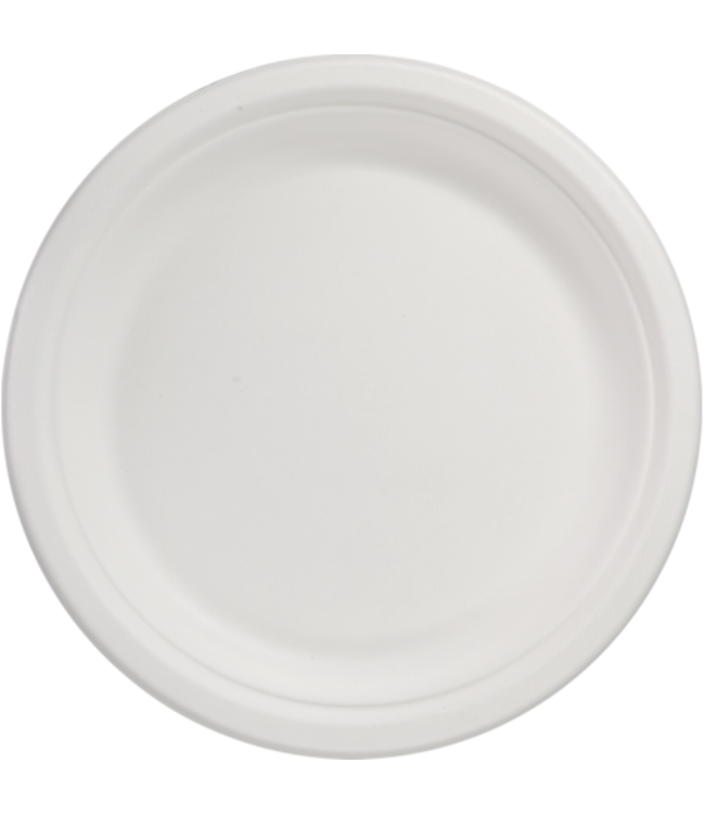 Bord disp suikerriet 23 cm Ø wit | prijs & verp per 50 stuks