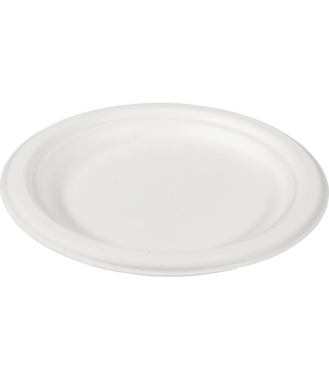 Bord disp suikerriet 18 cm Ø wit | prijs & verp per 50 stuks