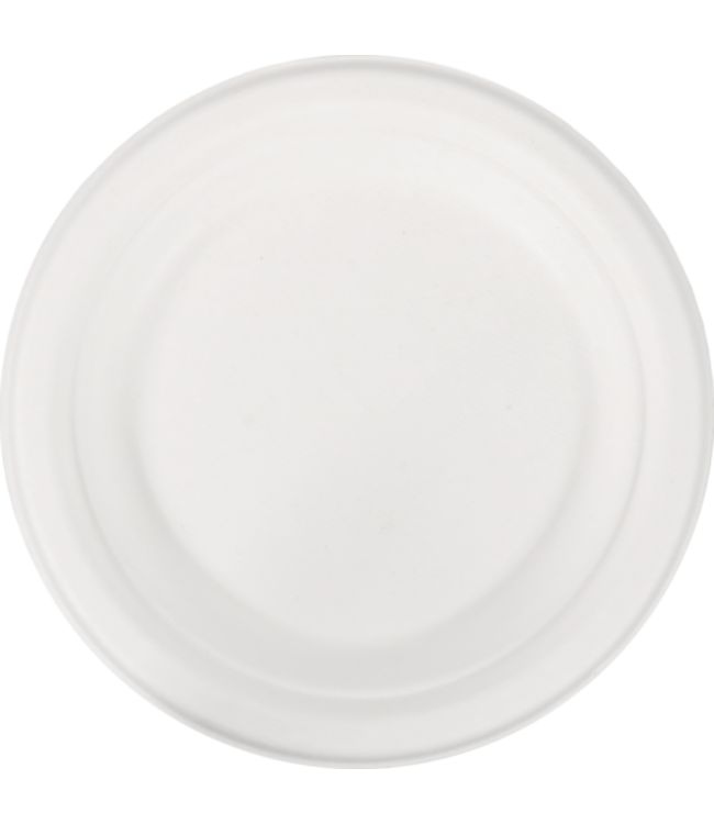 Bord disp suikerriet 18 cm Ø wit | prijs & verp per 50 stuks