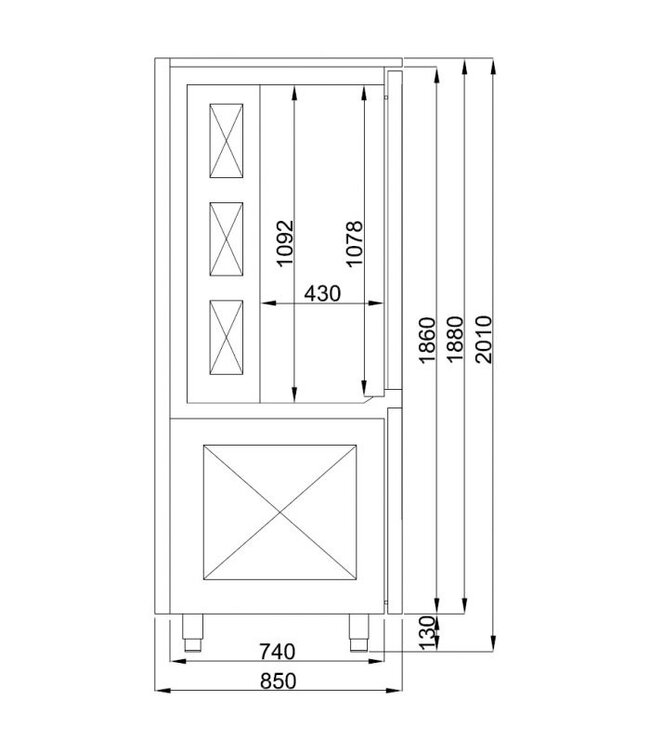 Snelkoeler/vriezer 35/30 kg/cyclus 15X 1/1Gn 800X850X2010 mm (bxdxh) 400V Pro Line - Combisteel