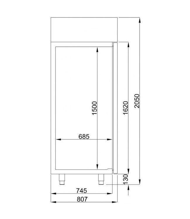 Vrieskast 1400 ltr (br. inhoud 1400x810x2050 mm (bxdxh) RVS Energy Line Mono Block - Combisteel