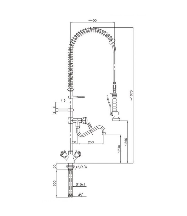 Spoeldouche 1 gats 3/4 inch - Combisteel