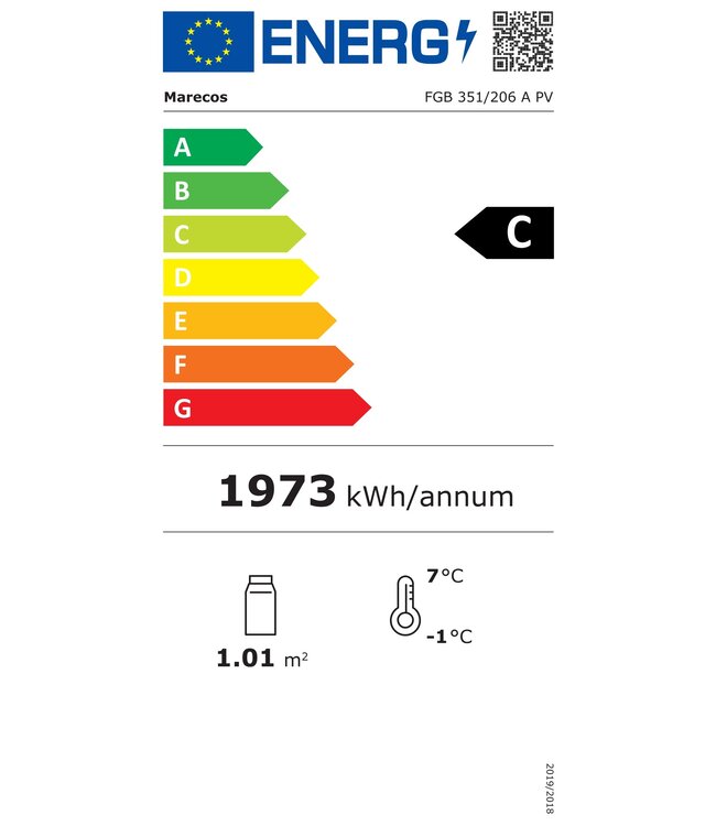 Barkoeler 587 ltr 2065x565x890 mm (bxdxh) +1°C tot +8°C 3 glasdeuren RVS FGB 351/206 APV - Marecos