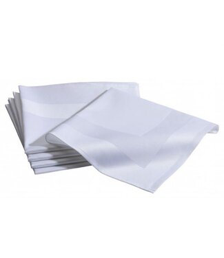 Servet 40x40 cm wit met atlasrand 4-zijdig gezoomd