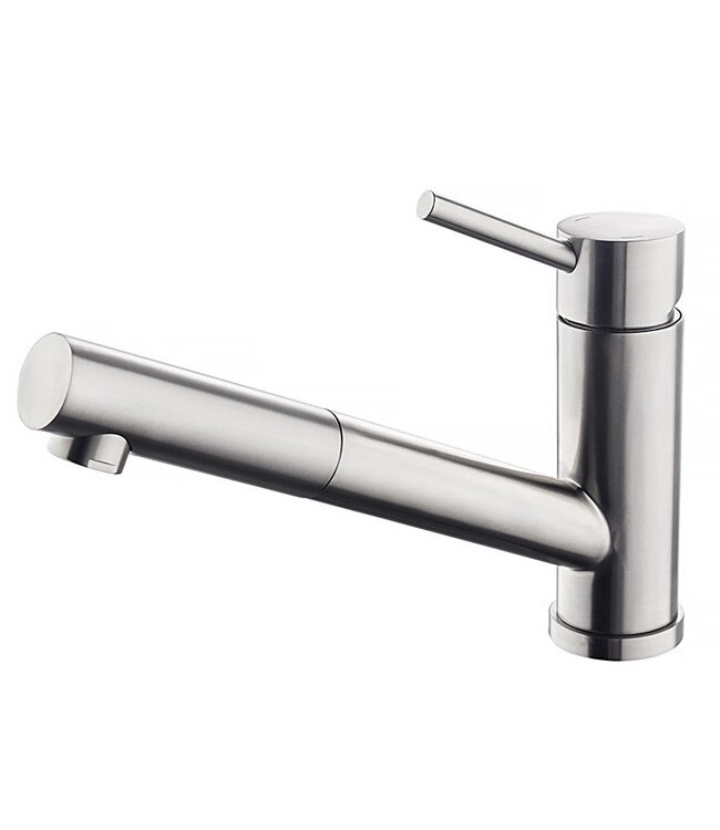 Keuken mengkraan monobloc met uittrekbare sproeikop roestvrijstaal AISI 304 - Gastro-Inox