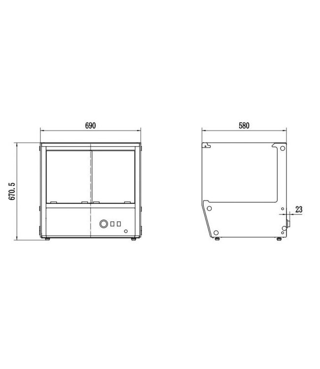 Warmhoudvitrine 690x580x671 mm (bxdxh) 137 ltr +30°C tot +90°C - Combisteel