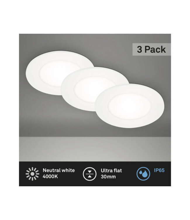 Inbouwspot LED Ø86 mm set 3 stuks