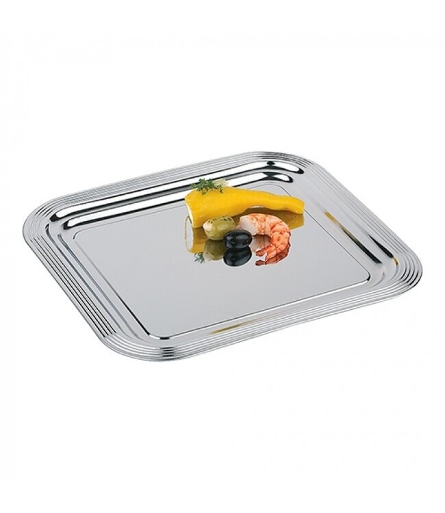 Serveerplateau rechthoekig 354x325 mm - Verchroomd