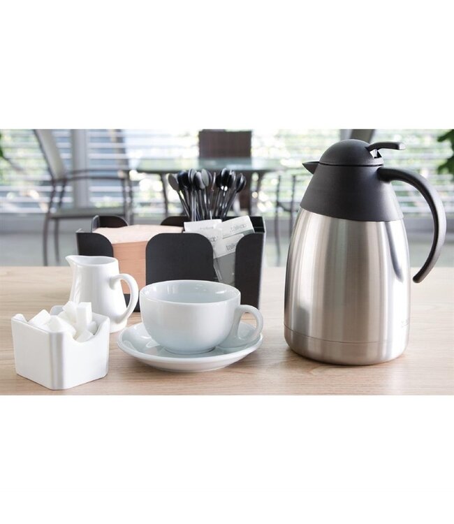 Isoleerkan 1,5 ltr dubbelwandig rvs/zwart met drukknop  Ø138x(h)231 mm - Fusion Basic