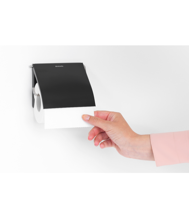 Toiletrolhouder met klep Matt Black ReNew -  Brabantia