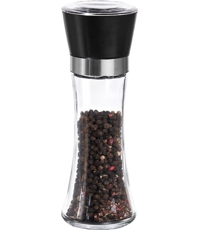 Peper-/zoutmolen Ø65x(h)187 mm glas met mat zwart deksel | prijs & verp per 36 stuks