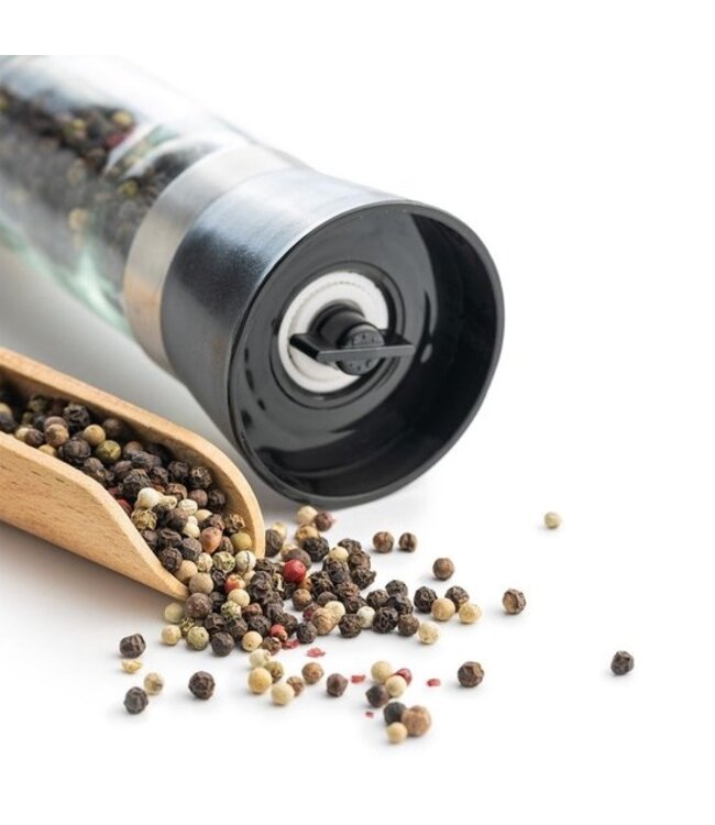 Peper-/zoutmolen Ø65x(h)187 mm glas met mat zwart deksel | prijs & verp per 36 stuks