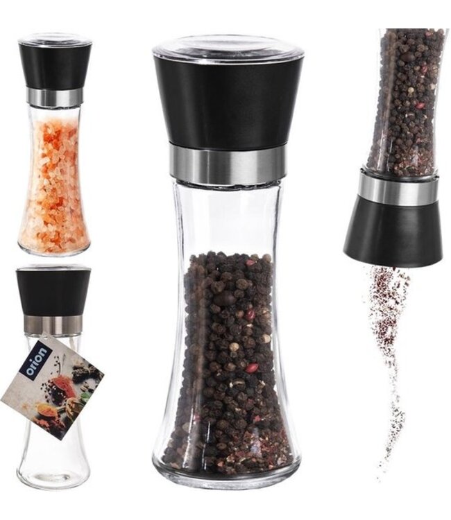 Peper-/zoutmolen Ø65x(h)187 mm glas met mat zwart deksel | prijs & verp per 36 stuks