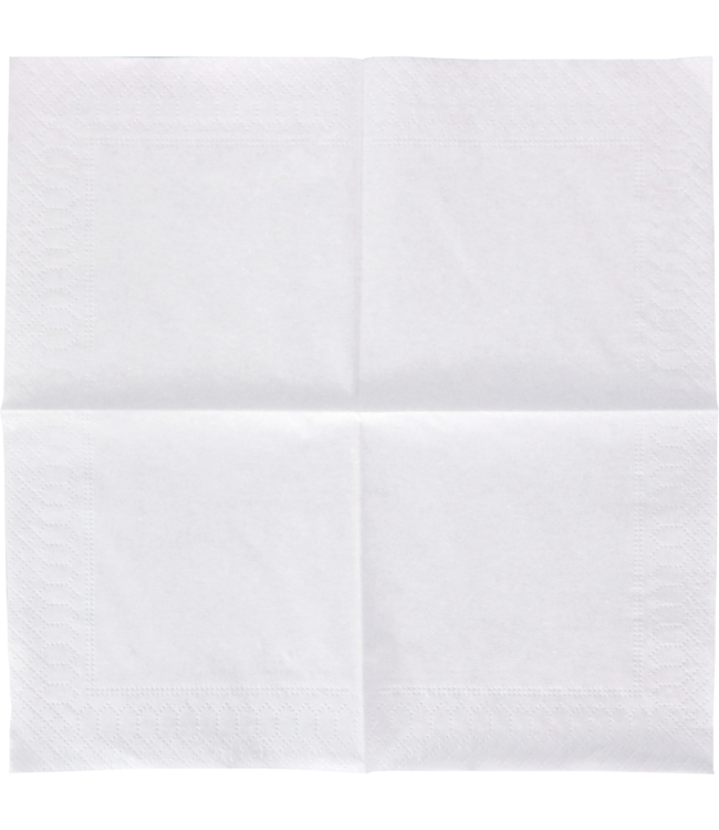 Servet 24x24 cm 2-laags wit 1/4 gevouwen papier | prijs & verp per 300 stuks