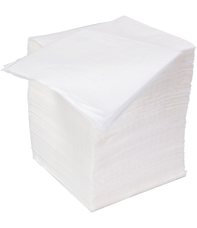Servet 24x24 cm 2-laags wit 1/4 gevouwen papier | prijs & verp per 300 stuks