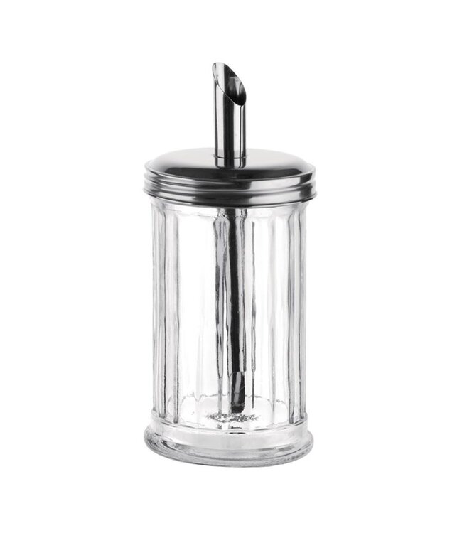 Suikerstrooier Ø75x(h)175 mm glas/RVS Ø19mm tuit
