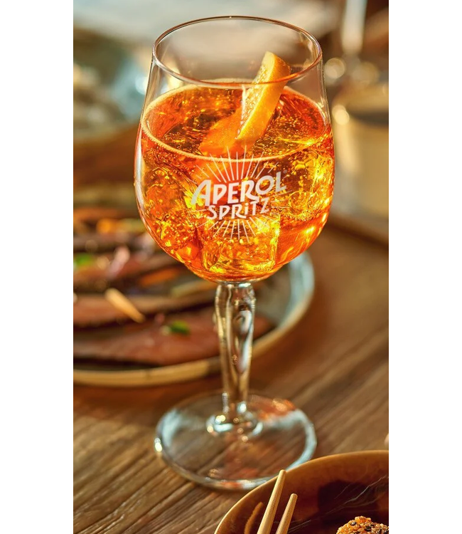 Aperol Spritz glas bedrukt | prijs & verp per 6 stuks Nog 6 stuks beschikbaar OUTLET !!
