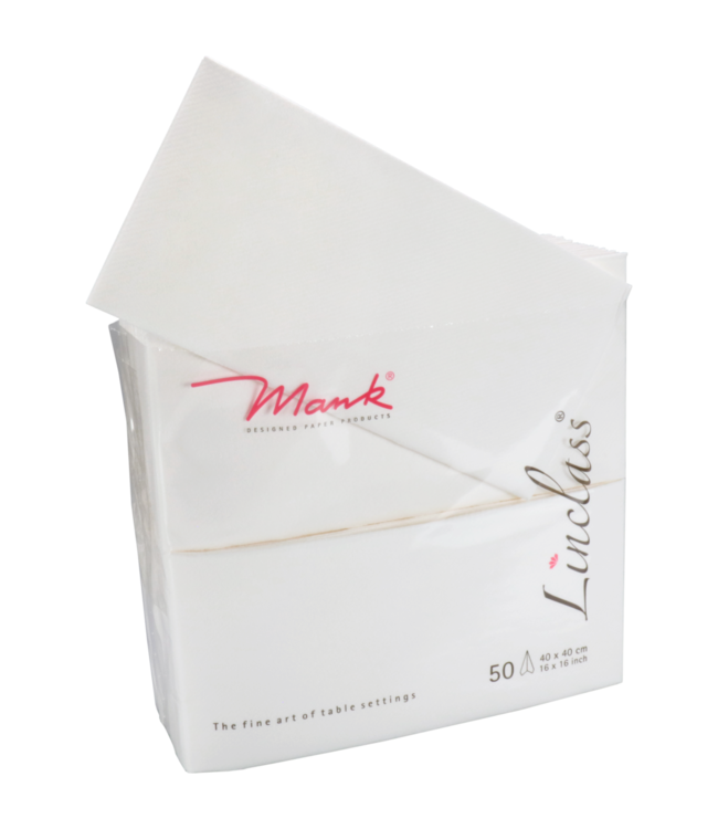 Servet 40x40 cm airlaid wit 1/8 gevouwen - Papier | prijs & verp per 300 stuks