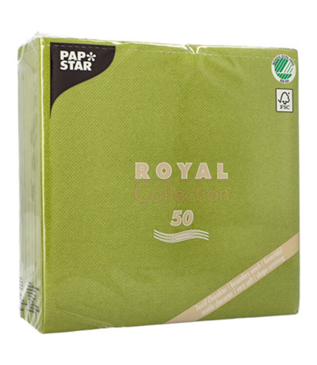 Servet 40x40 cm 3-laags 1/4 gevouwen olijfgroen FSC Royal Collection - Papstar | prijs & verp per 250 stuks