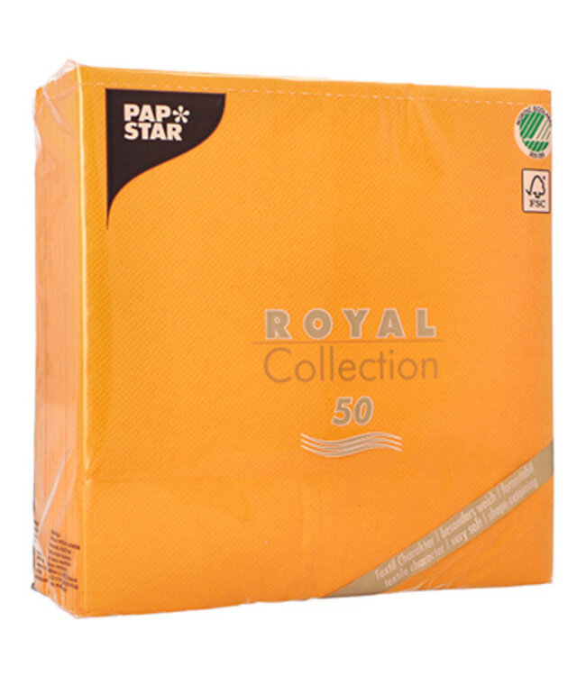 Servet 40x40 cm 3-laags 1/4 gevouwen oranje FSC Royal Collection - Papstar | prijs & verp per 250 stuks