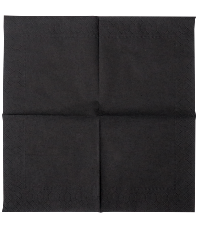 Servet 24x24 cm 2-laags zwart 1/4 gevouwen | prijs & verp per 300 stuks