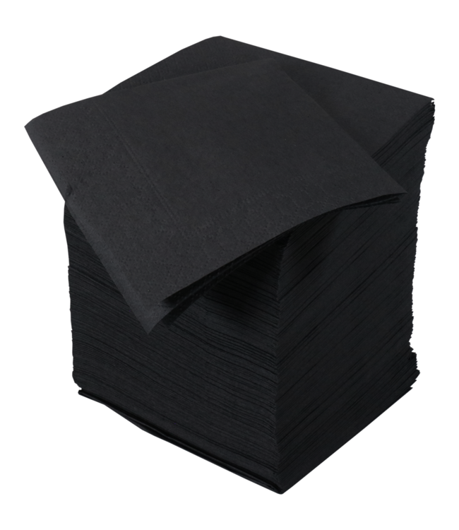 Servet 24x24 cm 2-laags zwart 1/4 gevouwen | prijs & verp per 300 stuks