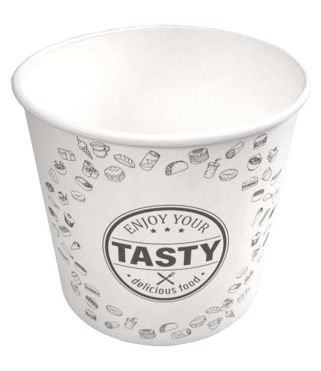 Foodbucket disp karton/PE 2,15 ltr wit Ø180x(h)160 mm met deksel | prijs & verp per 25 stuks