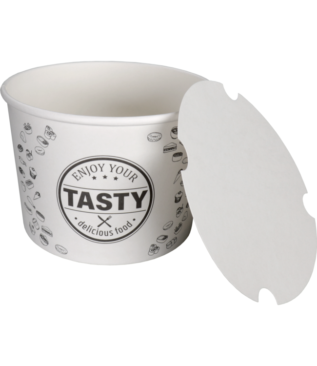 Foodbucket disp karton/PE 1,89 ltr wit Ø170 mm met deksel | prijs & verp per 25 stuks