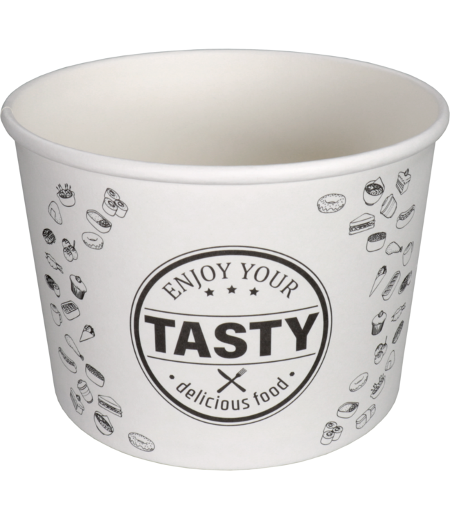 Foodbucket disp karton/PE 1,89 ltr wit Ø170 mm met deksel | prijs & verp per 25 stuks