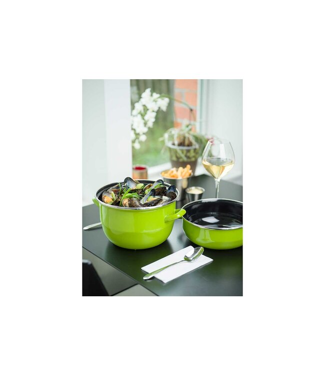 Mosselpan groen Ø18 cm 2,8 ltr 1,2 kg - Cosy & Trendy | prijs & verp per 6 stuks