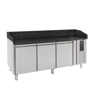 Combisteel Pizzawerkbank 2025x800x1000 mm (bxdxh) 3 deurs met zwart graniet werkblad - Combisteel