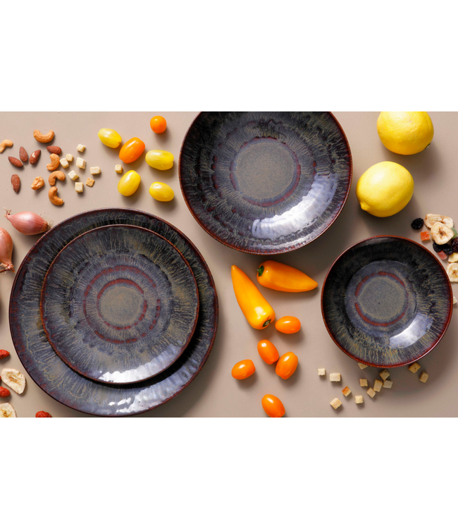 Schaal Ø240x(h)72 mm stoneware Victory Bruin - Palmer | prijs & verp per 4 stuks