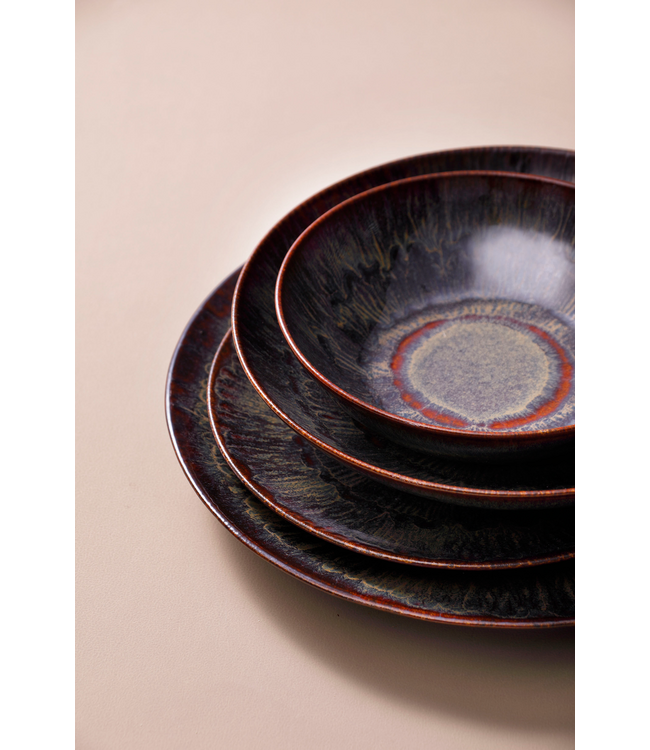 Schaal Ø240x(h)72 mm stoneware Victory Bruin - Palmer | prijs & verp per 4 stuks