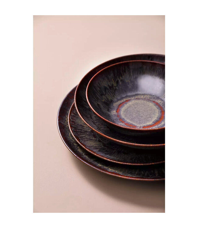 Schaal Ø240x(h)72 mm stoneware Victory Bruin - Palmer | prijs & verp per 4 stuks